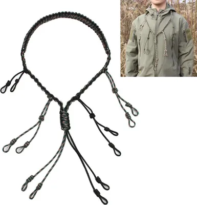 Produktbild von Jagdhalsband, Paracord Geflochten, Schwarz & CP Tarnmuster, Für Hunting & Outdoor, Robust & Adjustierbar