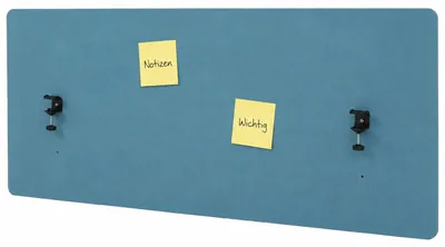 Produktbild von Akustik-Tischtrennwand HWC-G75, Büro-Sichtschutz Schreibtisch Pinnwand, doppelwandig Stoff/Textil  60x140cm türkis