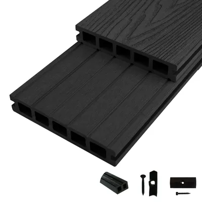 Produktbild von Woodstore24 WoodoMykonos Komplettset 2,4 m anthrazit 5 m² - Terrassendiele - 5-Kammer System - Rutsch- & Wetterfest - Breite: 145 mm - Stärke: 25 mm