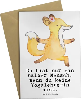 Produktbild von Mr. & Mrs. Panda babykarte Yogalehrerin Herz - Weiß - Geschenk, hochzeitskarten, Grußkarten, weihnachtskarten, dankeskarten, einladungskarten, glückwunschkarten