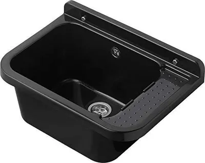 Immagine prodotto di Lavabo nero Aqbau, 50 cm, completo di sifone e piletta di scarico