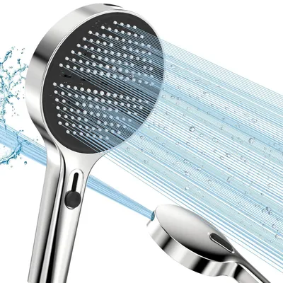 Produktbild von Handbrause Duschkopf 3 Strahlarten + Hochdruck Sprühstrahl Silber