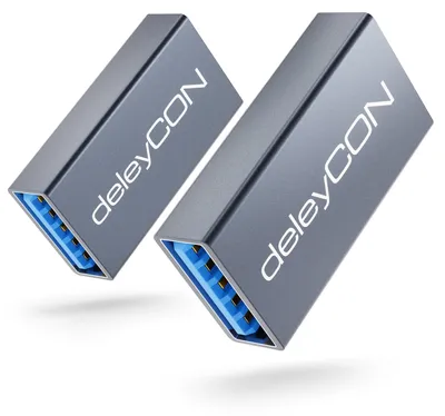 Produktbild von deleyCON USB 3.0 Adapter Kupplung Aluminium 5Gbps A-Buchse, 2 Stück