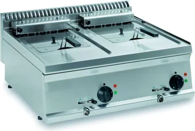 Obrázek produktu pro Komerční dvojitá fritéza 16 litrů - 2 nádrže s vypouštěcím kohoutem, 15 kW, 400 V
