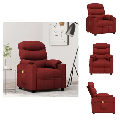 Image de vidaXL Fauteuil de massage vin rouge tissu - Fauteuil de massage