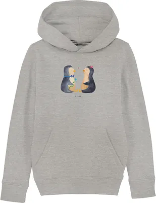 Produktbild von Mr. & Mrs. Panda Kinderpullover Pinguin Pärchen 5-6 Jahre (110/116) - Heather Grey - Geschenk, Sweatshirt, Hochzeitstag, Pinguine, Sweater, Kinderbekleidung, Hoodie