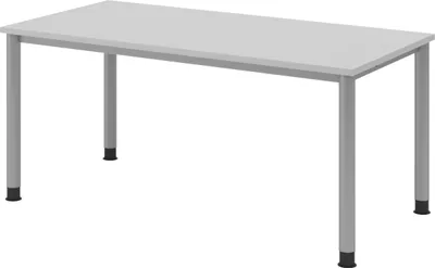 Produktbild von bümö Schreibtisch Serie-H - Gestell: Silber, Größe:  160 x 80 cm, Nachbildung: Grau