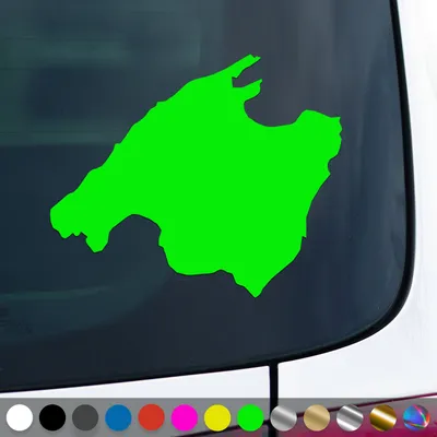 Produktbild von PantherPixel Mallorca Aufkleber Insel Umriss Reisen Spanien Sticker Auto Geschenkidee Farbe Neon-Grün