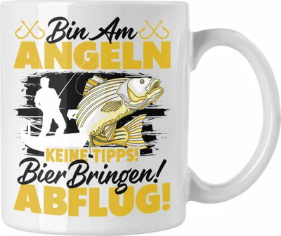 Produktbild von Trendation - Angler Tasse Geschenkidee für Fischer mit Spruch Witzig Für Männer Geschenk Becher (Weiß)