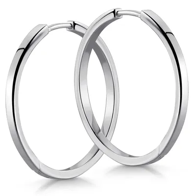 Produktbild von MATERIA Creolen Damen Ohrringe Silber 925 rhodiniert 26mm mit Geschenk-Schachtel #SO-428