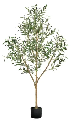 Produktbild von VEVOR Künstlicher Olivenbaum, 1,5 m, mit schwarzem Topf, Kunstbaum mit natürlich