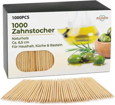 Productafbeelding van Tandenstokers - Tandhout - Cocktailspiesen van onbehandeld hout - Perfect voor dagelijks gebruik - Tandhygiëne - Hapjes - Knutselen