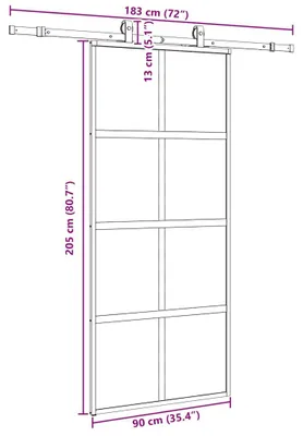 Obrázok produktu pre vidaXL Posuvné dvere s kovaním čierne 90x205 cm tvrdené sklo