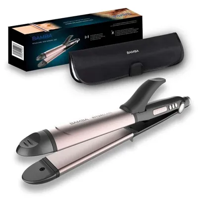 Image de Fer à lisser céramique - Lisse et boucles 2 en 1 - Noir et rose - 1000 W
