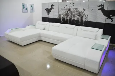 Zdjęcie produktu dla Skórzana sofa narożna w kształcie litery U Nowoczesna sofa Miękka sofa narożna Projekt salonu