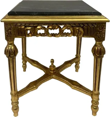 Produktbild von Casa Padrino Barock Beistelltisch Gold / Schwarz - Quadratischer Antik Stil Massivholz Tisch mit Marmorplatte - Wohnzimmer Möbel im Barockstil - Antik Stil Möbel - Barock Möbel