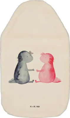Produktbild von Mr. & Mrs. Panda Wärmflasche Axolotl Liebe - Weiß - Geschenk, Wärmflaschen, Lurch, wärmebeutel, mit Bezug, Wärmekissen, Bettflasche