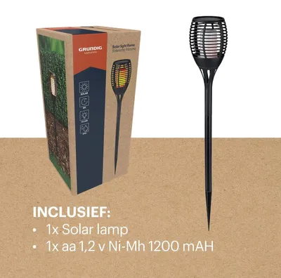 Productafbeelding van Grundig Solar Tuinfakkel - Vlam-effect LED Prikspot - Tuinverlichting op Zonne-energie - Tuinspot Solar Tuinverlichting IP44 - 72 cm