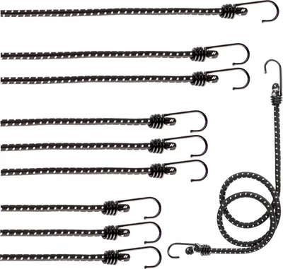 Produktbild von com-four® 10-teiliges Set Gummispanner mit reflektierenden Streifen - Gepäckspanner in vier Größen - Expander mit Haken - Spanngummi zur Ladungssicherung - Spanngurt