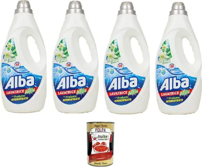 Produktbild von Alba Lavatrice Active Iris e Fiori Bianchi, Flüssigwaschmittel 33 Wäschen 4x 1850 ml + Italian Gourmet polpa 400gr