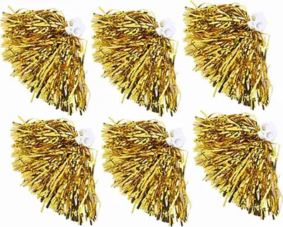 Produktbild von Pom-Poms, 6 Stück, 7 Farben, Cheerleader Zubehör, Sport Party Tanz Accessories, Gold