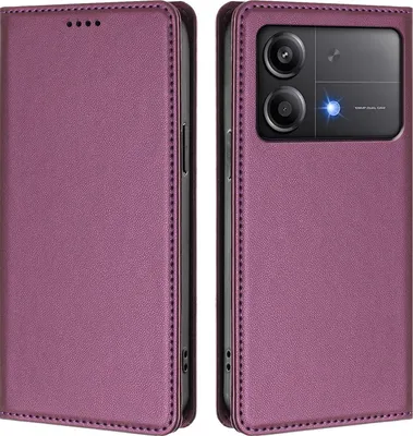 Produktbild von Handyhülle für Xiaomi Poco X6 Neo, Kunstleder Klapphülle Stoßfeste Magnetische Hülle mit Ständer Lila