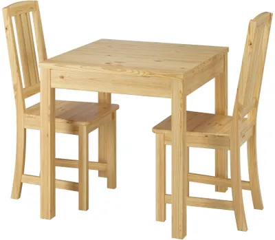 Produktbild von Stilvolle kleine Essgruppe mit Tisch und 2 Stühle Kiefer natur Massivholz 90.70-50 A -Set 22