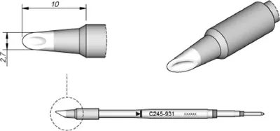 Obrázek produktu pro Pájecí hrot JBC řady C245 speciální typy, C245931/2,7 mm, zkosený kout C245931
