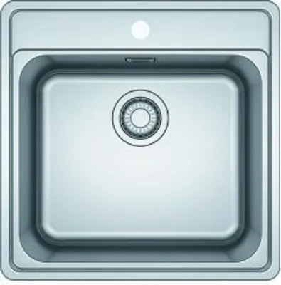 A top-down view of a stainless steel sink.