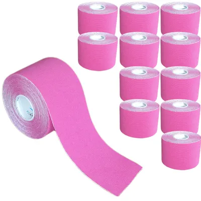 Produktbild von 12 Rollen - Tapefactory24 Getting Started Kinesiologie Tape 5cm x 5m - pink, Tapes Taping Klebeband Tapeverband Bandage wasserfest