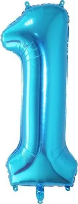 Zdjęcie produktu dla Balonik foliowy nr 1, niebieski, 102 cm – Cakesicq