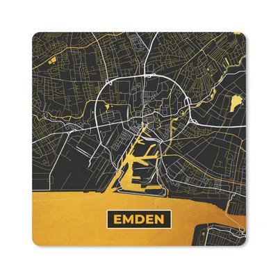 Produktbild von MuchoWow® Mauspad Mousepad Schwarz und Gold - Stadtplan - Emden - Deutschland - Karte 20x20 cm - Mousepads - Maus Mat - Pad - Mausunterlage - Desk Mat - Bureauartikeln