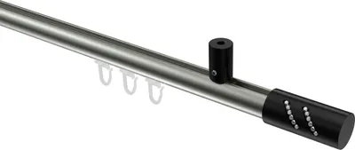 Produktbild von Interdeco Innenlaufstange / Gardinenstange mit Innenlauf Edelstahl-Optik / Schwarz, Typ Sonius Zoena (Glitzerzylinder) Deckenmontage, 20 mm Ø 1-läufig, 100 cm