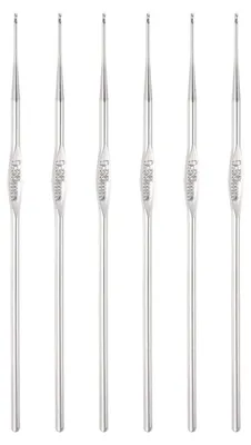 Produktbild von Häkelnadel-Set - 6-teilig aus Edelstahl - 0,6 mm Stärke - Webwerkzeug für Stickgarn und Bastelgarn