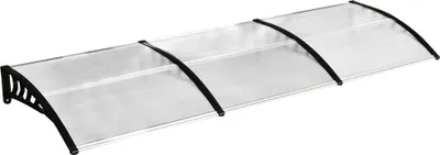 Produktbild von Fortuna Lai Vordach für Haustür Überdachung 90 x 295 cm, Pultbogenvordach mit UV-Schutz, Haustürdach Sonnenschutz aus Polycarbonat Regenschutz