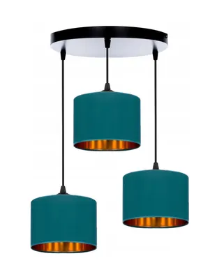 Image de FKL DESIGN Home Deco Plafonnier Turquoise Lampe Lampe en velours Vintage Moderne E27 Lampe de designer 3-flamme N230-ER3 (Turquoise)