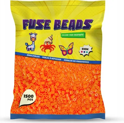 Produktbild von Benny Beads Bügelperlen 1500 Stück, Midi-Größe 5mm, Kreatives Bastelzubehör DIY Fuse Beads (Orange)