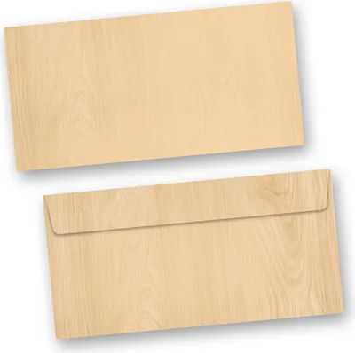 Produktbild von Briefumschläge Holz MADEIRA Braun 50 Stück DIN lang ohne Fenster Haftklebend Holzmaserung Holzmuster Holzoptik