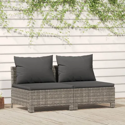 Immagine prodotto di The Living Store Divano da giardino a 2 posti con cuscini in Poly Rattan grigio