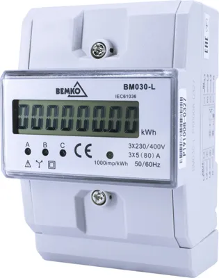 Zdjęcie produktu dla Licznik Prądu Wskaźnik Energii Elektroniczny 3 Fazowy 5 80 A Bemko