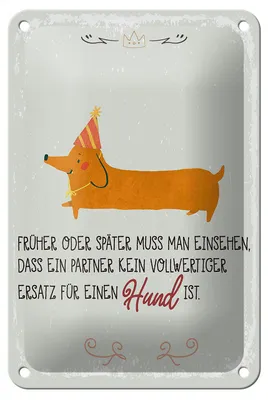 Produktbild von Blechschild Spruch kein Ersatz für einen Hund 12x18cm Dekoration
