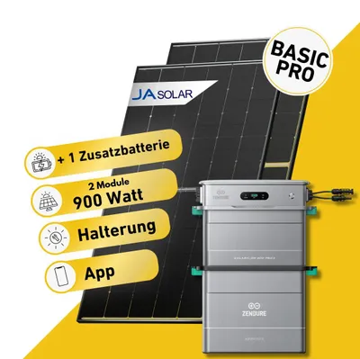 Produktbild von Balkonstrom Balkonkraftwerk 900W mit Speicher | 3xZusatzspeicher | Blechdachhalterung | 2xSolarmodul Bifazial | Anker Solix 3 Pro