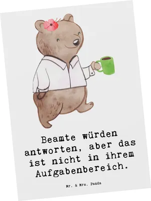 Produktbild von Mr. & Mrs. Panda Postkarte Beamtin Humor - Weiß - Geschenk, Berufsliebe, Dokumente, Postkarten, Ansichtskarte, spruchkarte, Grußkarte, Struktur, Behörden, Beruf, Mutter