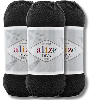 Produktbild von Alize 3x 100g Diva Fine Wolle, Uni, Häkeln, Stricken (60)