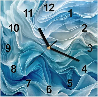 Produktbild von Wanduhr aus Glas mit Motiv Wellenfließend- 30 x 30 cm - inkl. Aufhängesystem