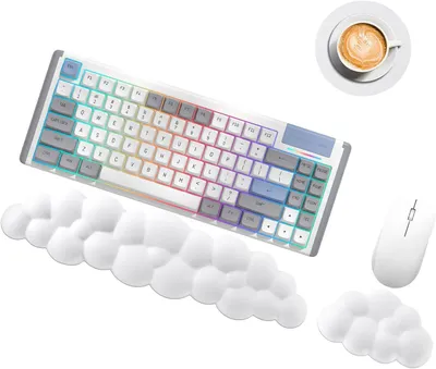 Produktbild von Cloud Tastatur Handballenauflage, Ergonomisch, 3-in-1 Set, Kunstleder, Memory Foam, für Zuhause, Büro