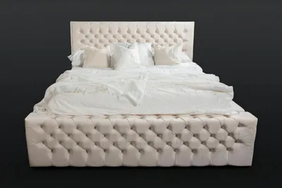 Produktbild von Chesterfield Doppelbett Schlafzimmer Beige Leder Samt Stoff