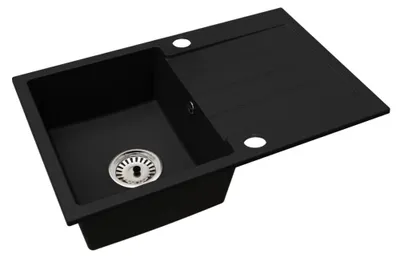 Zdjęcie produktu dla Kondela Granitowy zlewozmywak kuchenny z syfonem Rovana 79,5x49,5 cm - czarny