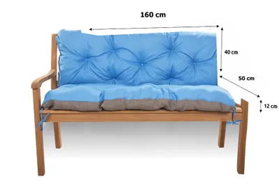Obrázek produktu pro Polštáø na lavièku 160x50x40cm Modrý | Polštáøe na venkovní zahradní nábytek | Podsedáky na lavice| Polštáø na zahradní houpaèky houpací