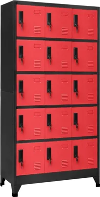 Image de Armoire à casiers anthracite et rouge 90x40x180 cm Acier